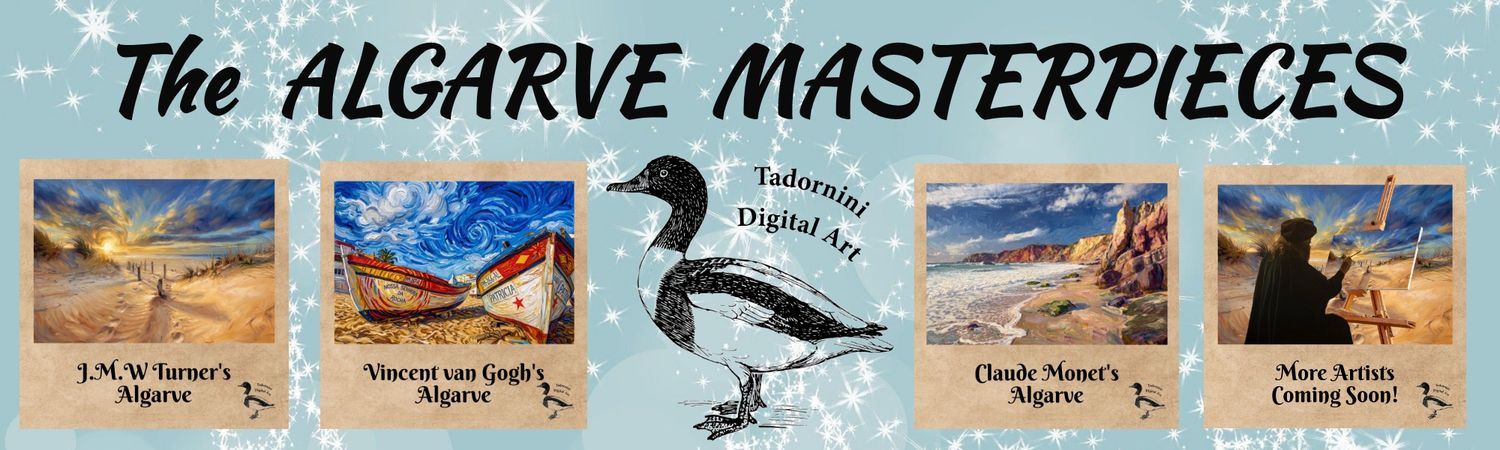 Digital art banner by Alyson Sheldrake, Digital Artist, featuring Monet, Turner and van Gogh inspired Algarve scenes. Modern Digital Art.