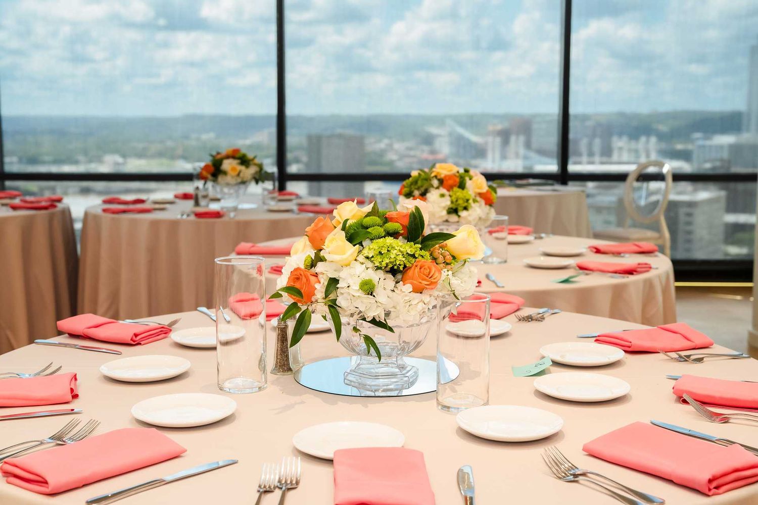 Elegant wedding reception table at the view venue