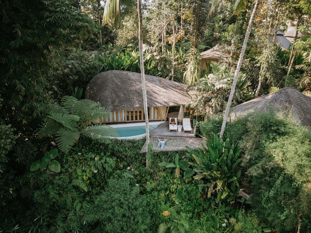 Couple drone photography at Bambootel Bali.