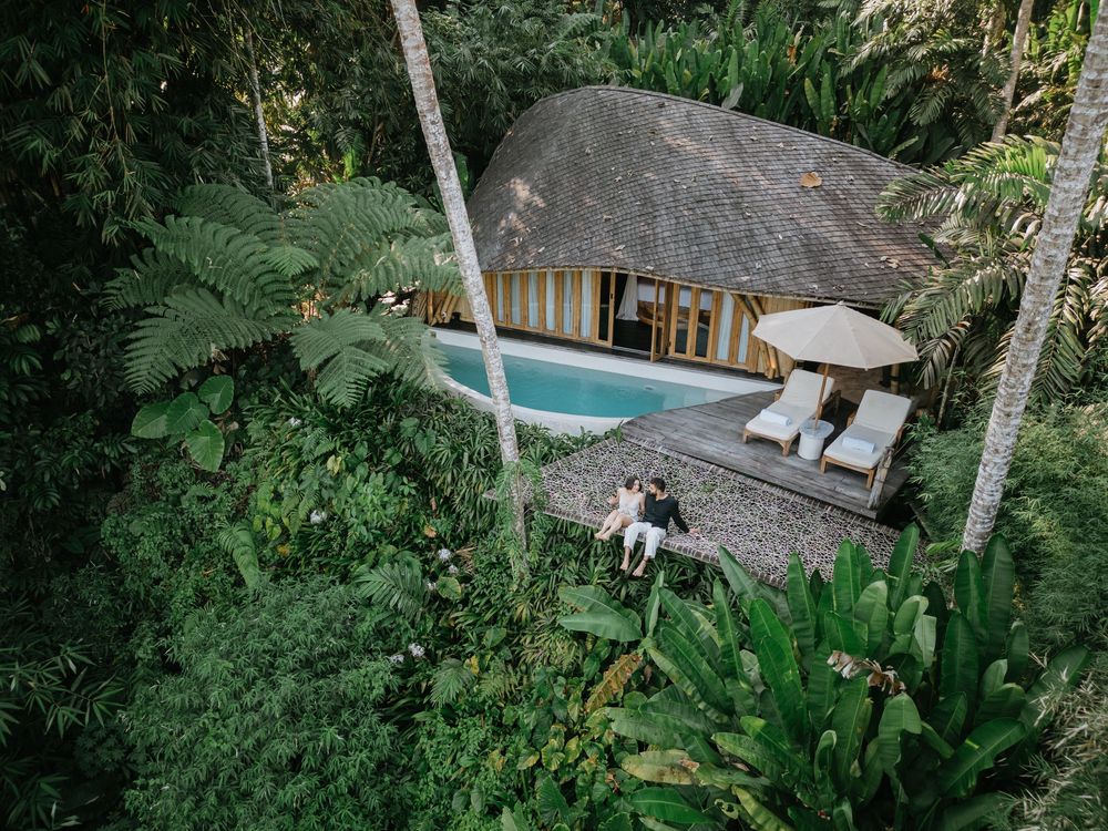 Couple drone photography at Bambootel Bali.