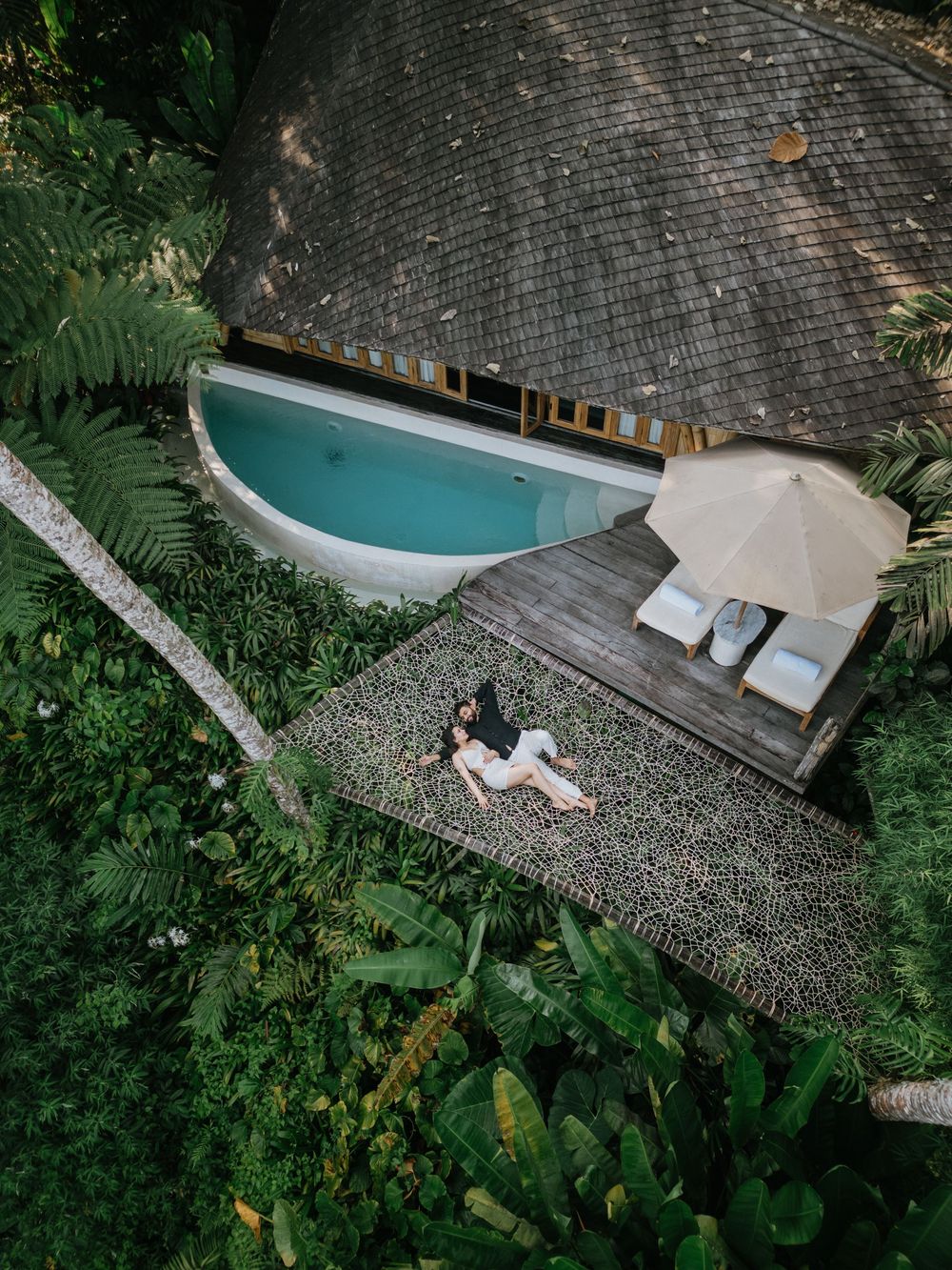 Couple drone photography at Bambootel Bali.