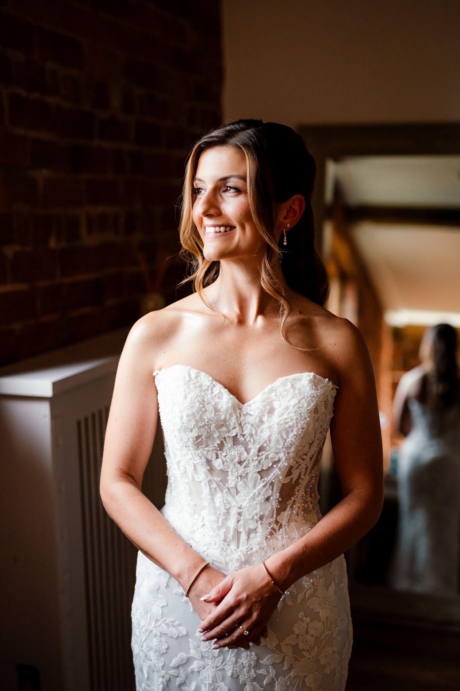 Natural bridal portrait at Curradine Barns in Worcestershire