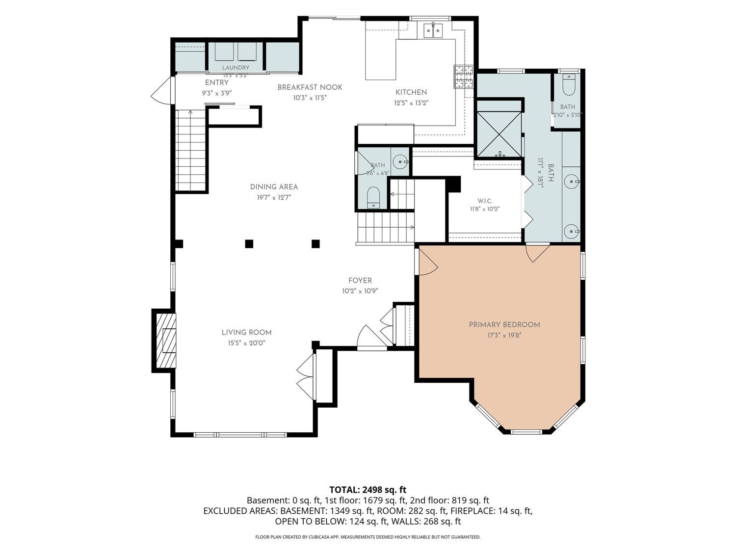 Second floor plan with room dimensions for a home on Overlook Drive, Richmond, WI