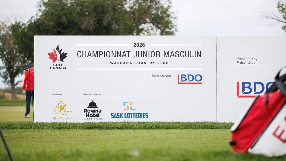 Golf Canada 2020 Junior Men's Championship sign at Wascana Country Club presented by BDO.