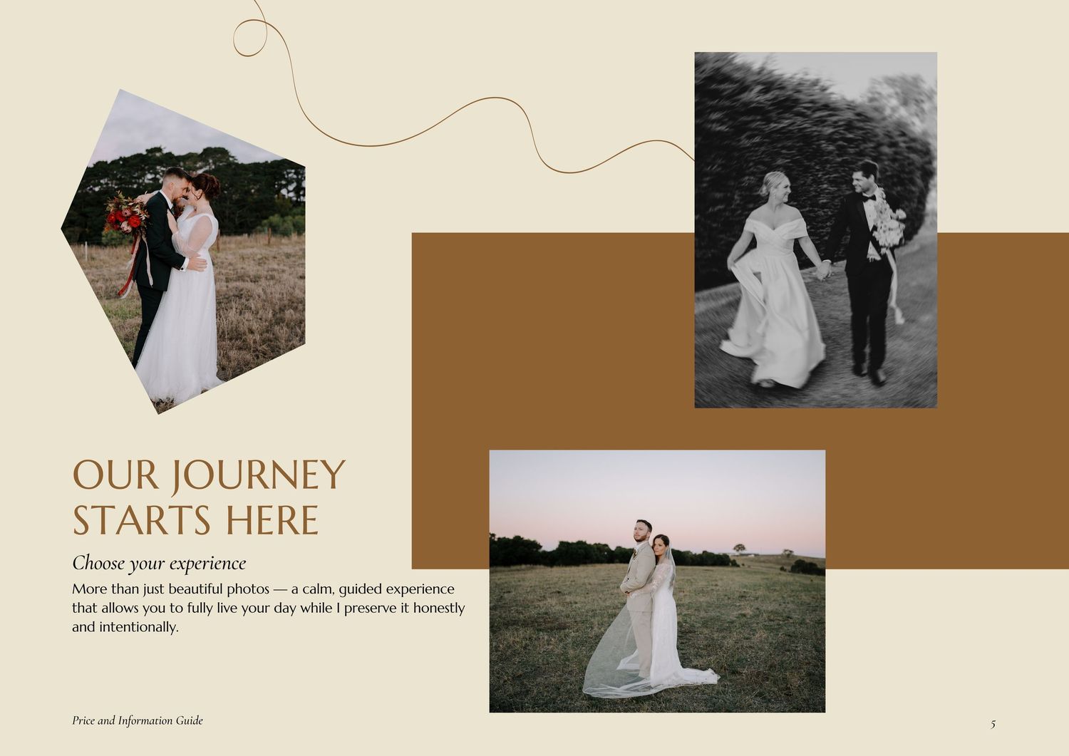 Davish Photography price and information guide cover featuring a romantic bride and groom embracing in elegant wedding attire.
