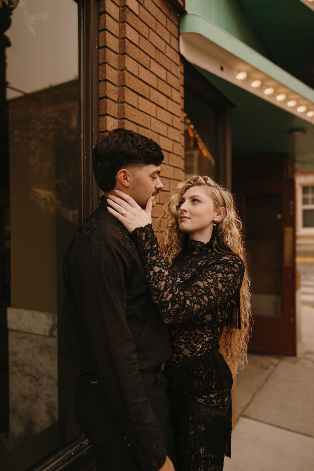 Couple poses in Livingston, Montana for their welcome party - Emigrant Wedding Photographer captures Wedding Weekend in paradise Valley