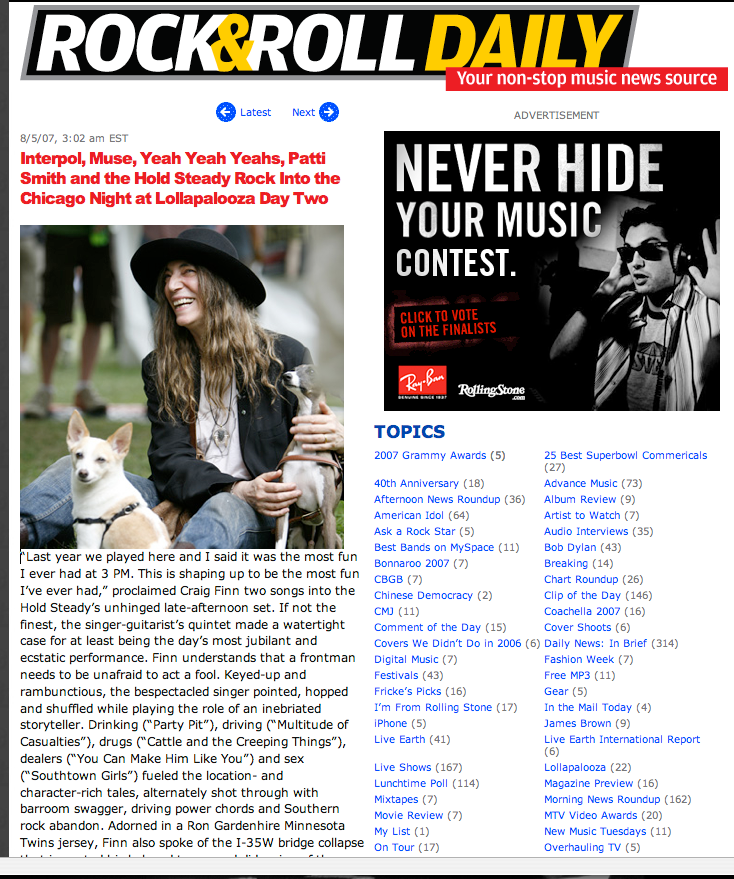 Patti Smith
Lollapalooza 
Rolling Stone Magazine
©Jackie Butler Photography