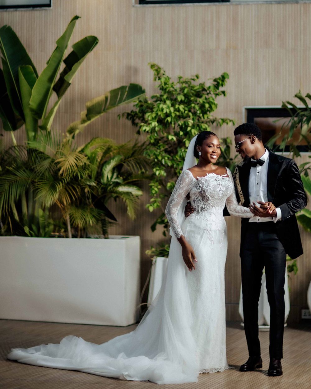 Romantic wedding portrait captured by Roy Ayomide Studios with timeless storytelling and elegant composition.