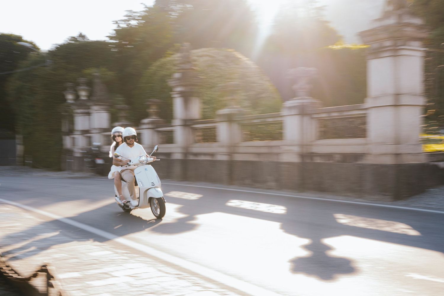 Joyful couple in wedding attire in Milano