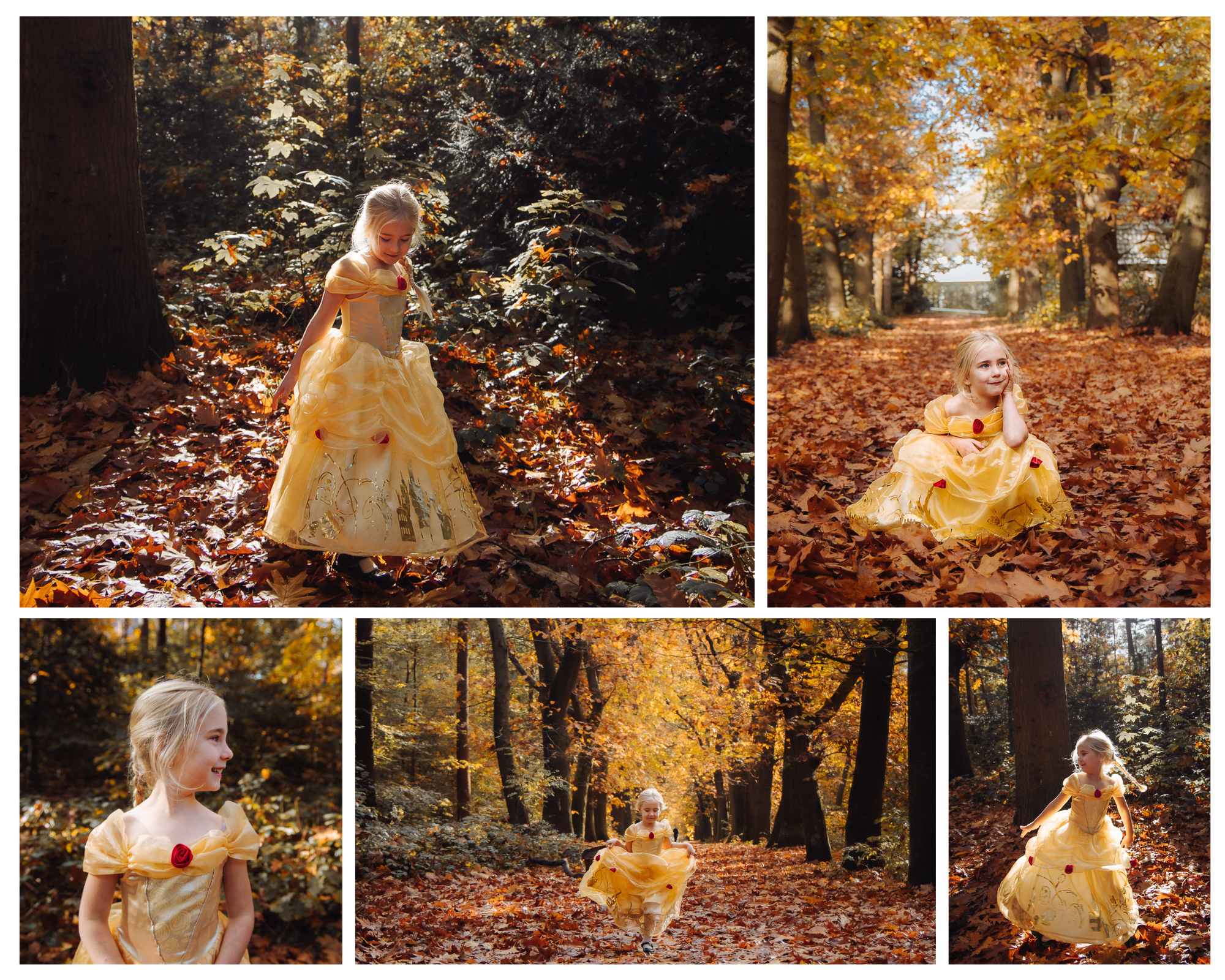 Princess Belle, Beauty And The Beast Fall Photoshoot in the woods in Zeist