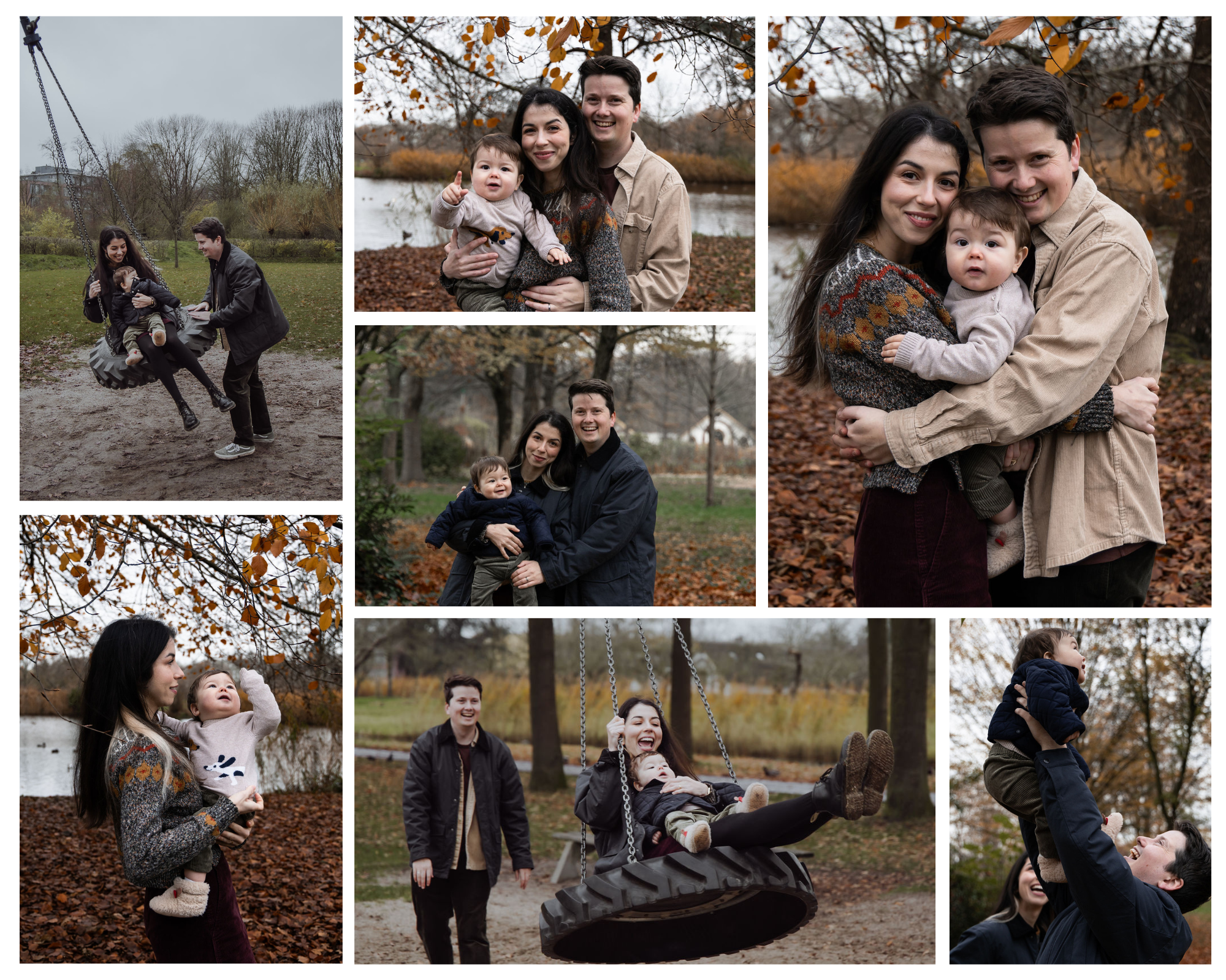 Lifestyle gezinshoot in de winter met ouders en kind in het Brediusbos in Woerden