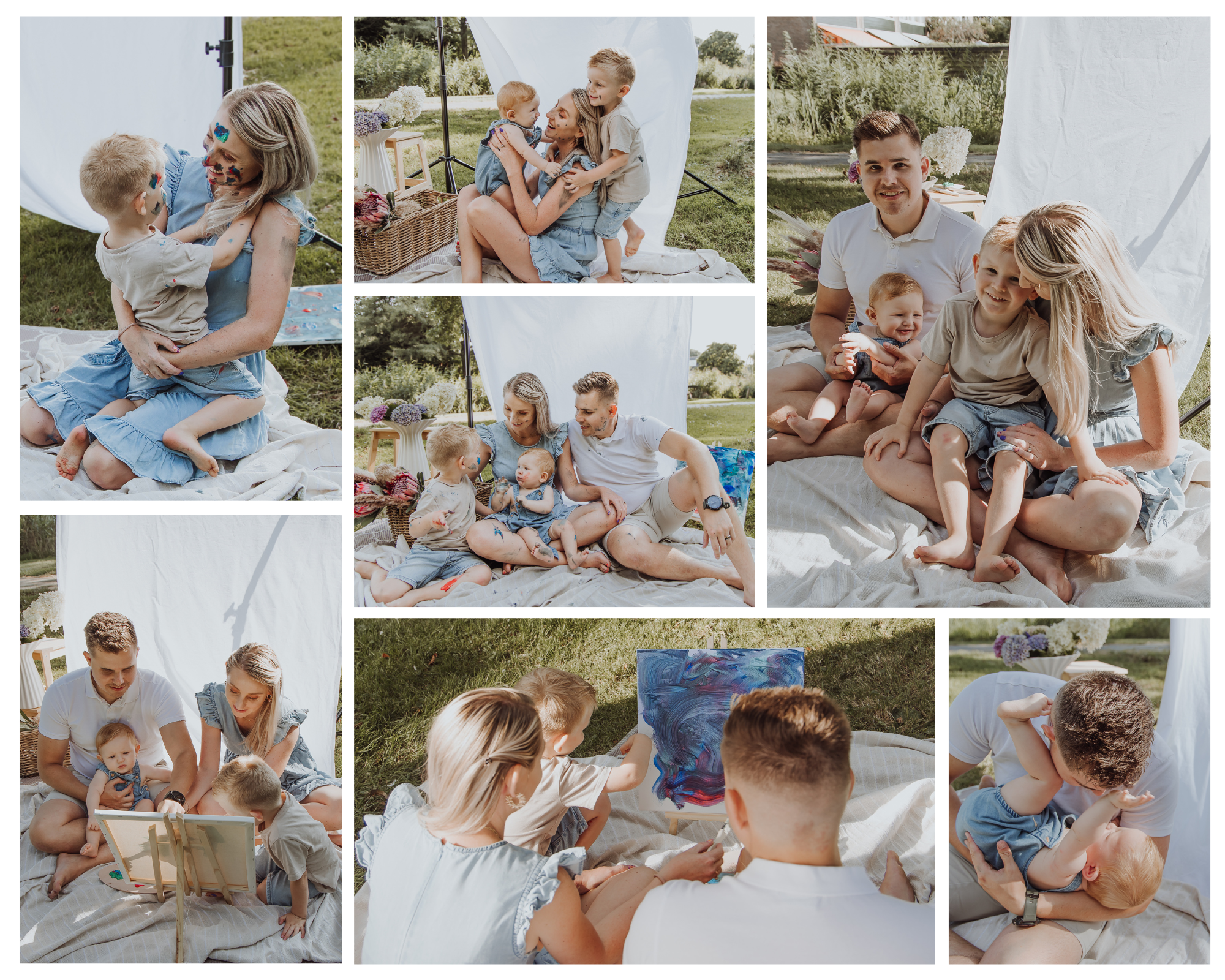 Family Paint Session. Gezin schildert samen buiten; creatieve, vrolijke familieshoot vol inspiratie en mooie momenten in de natuur Aalsmeer