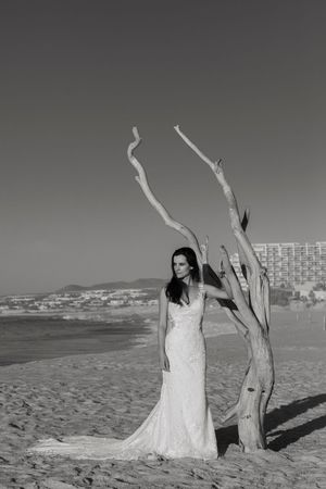 Bride walking down aisle at outdoor Cabo wedding