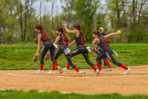 Banshees softball team pitcher composite image of her form