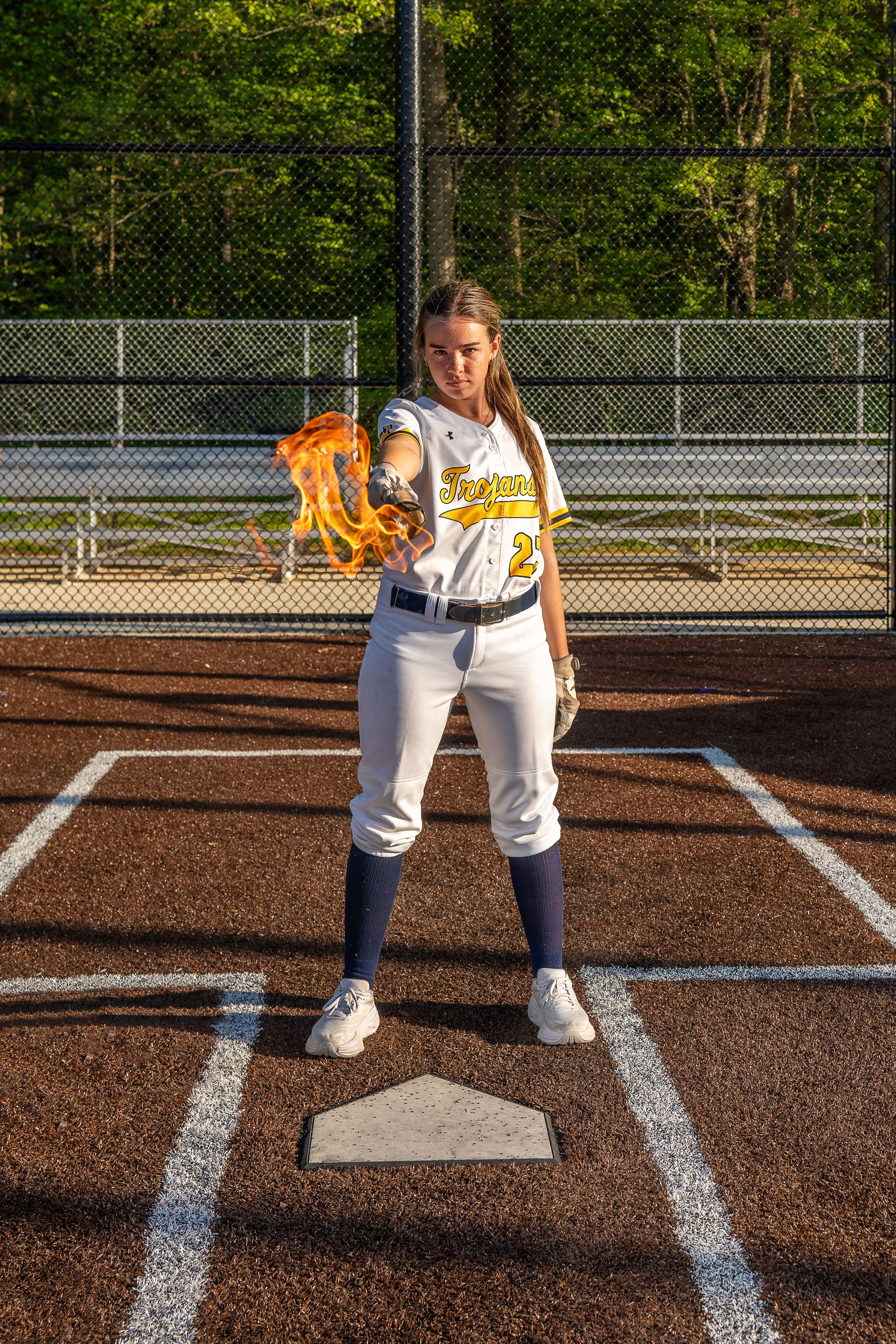 Wissahickon Highschool softball team pose with fire