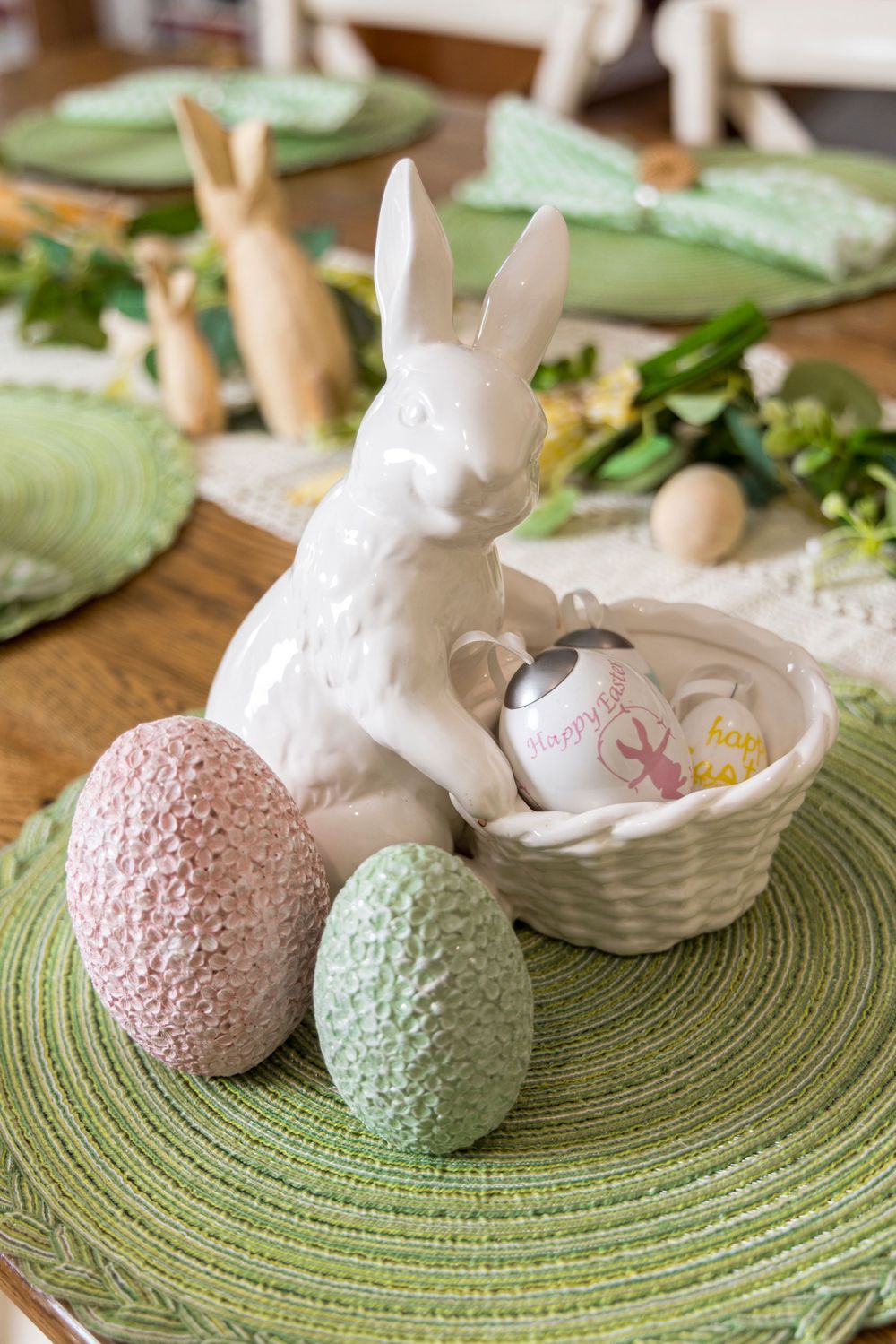 Easter table decorations in green & pink taken by sunshine coast commercial photographer