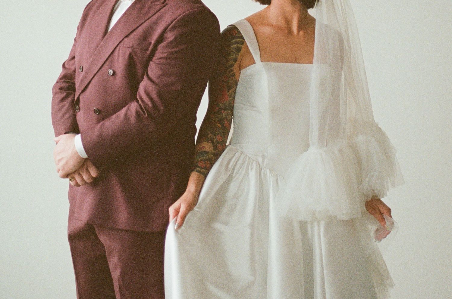 Wedding photography on 35mm film in a studio. Victoria, BC, Vancouver Island.