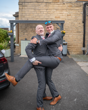 Dad and son being silly