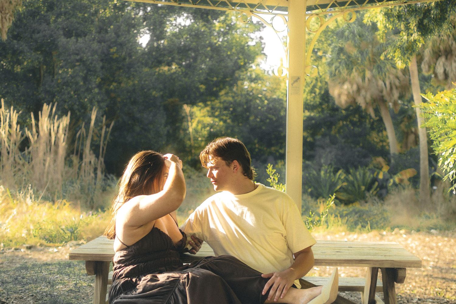 a couple staring into each others eyes