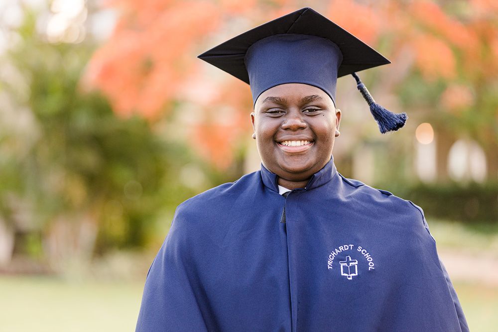 A graduation photo of a Black senior