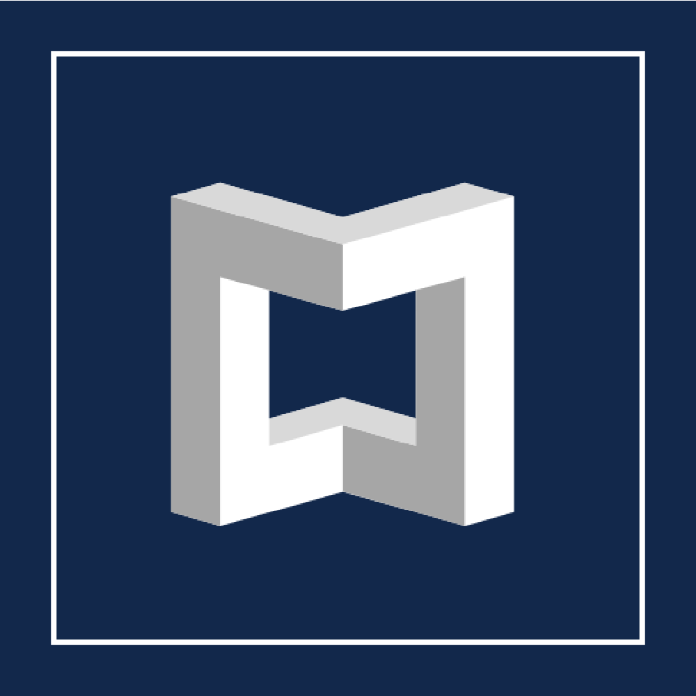 A Matterport icon on a navy blue background, showcasing Studio 22's multifamily real estate 3D virtual tour services for marketing spaces.