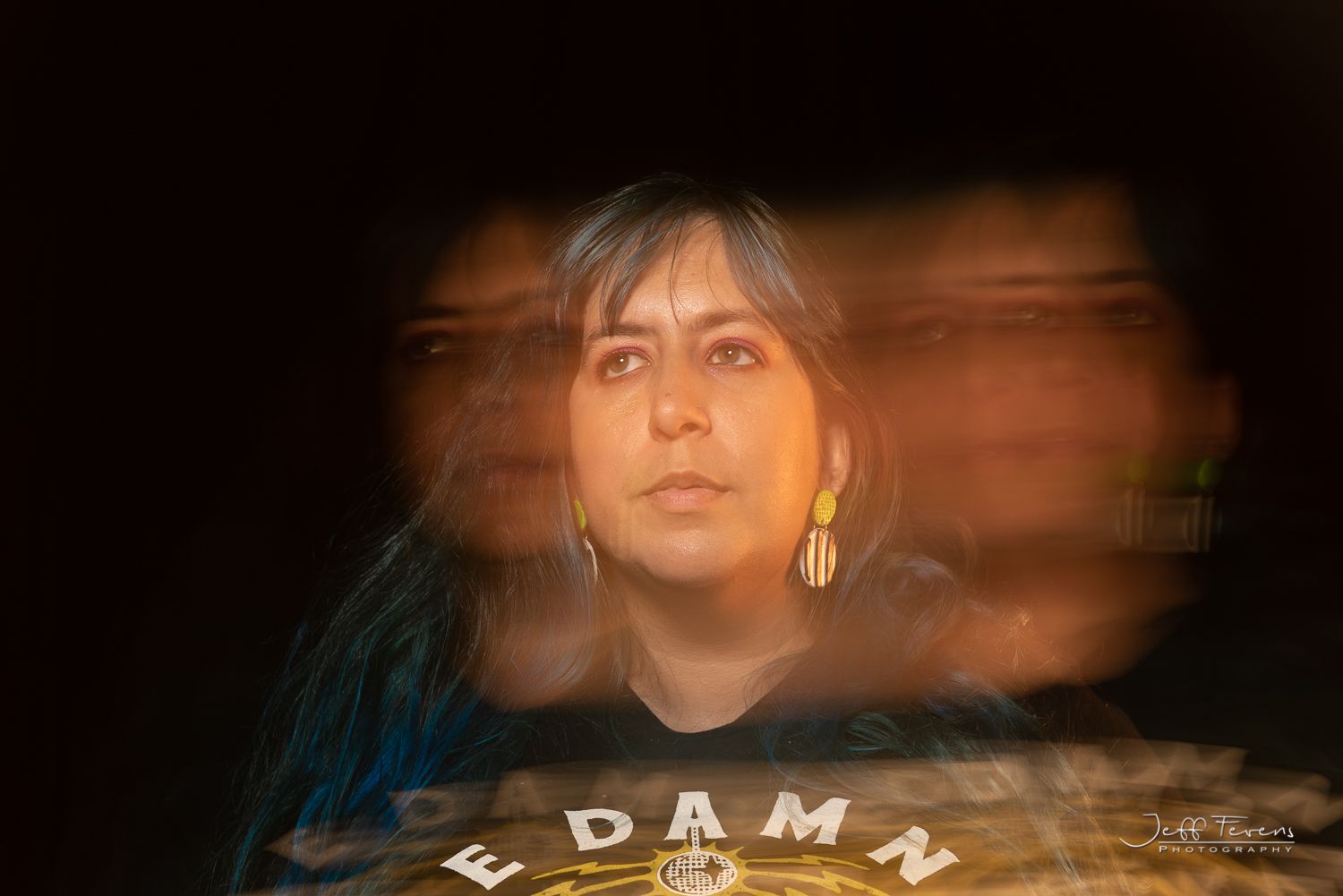 Double exposure of a woman