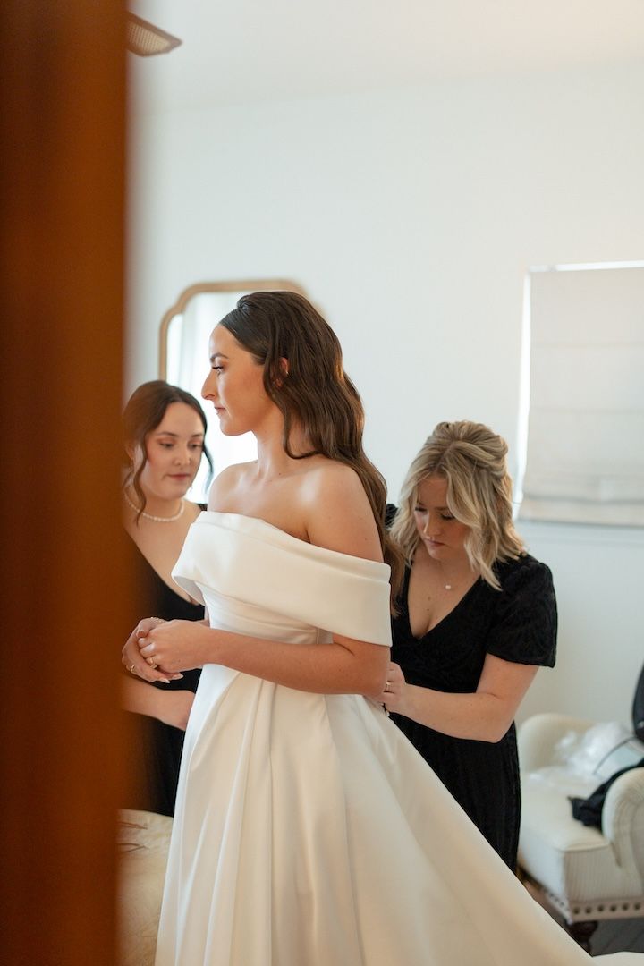 Bride getting ready before Elopement