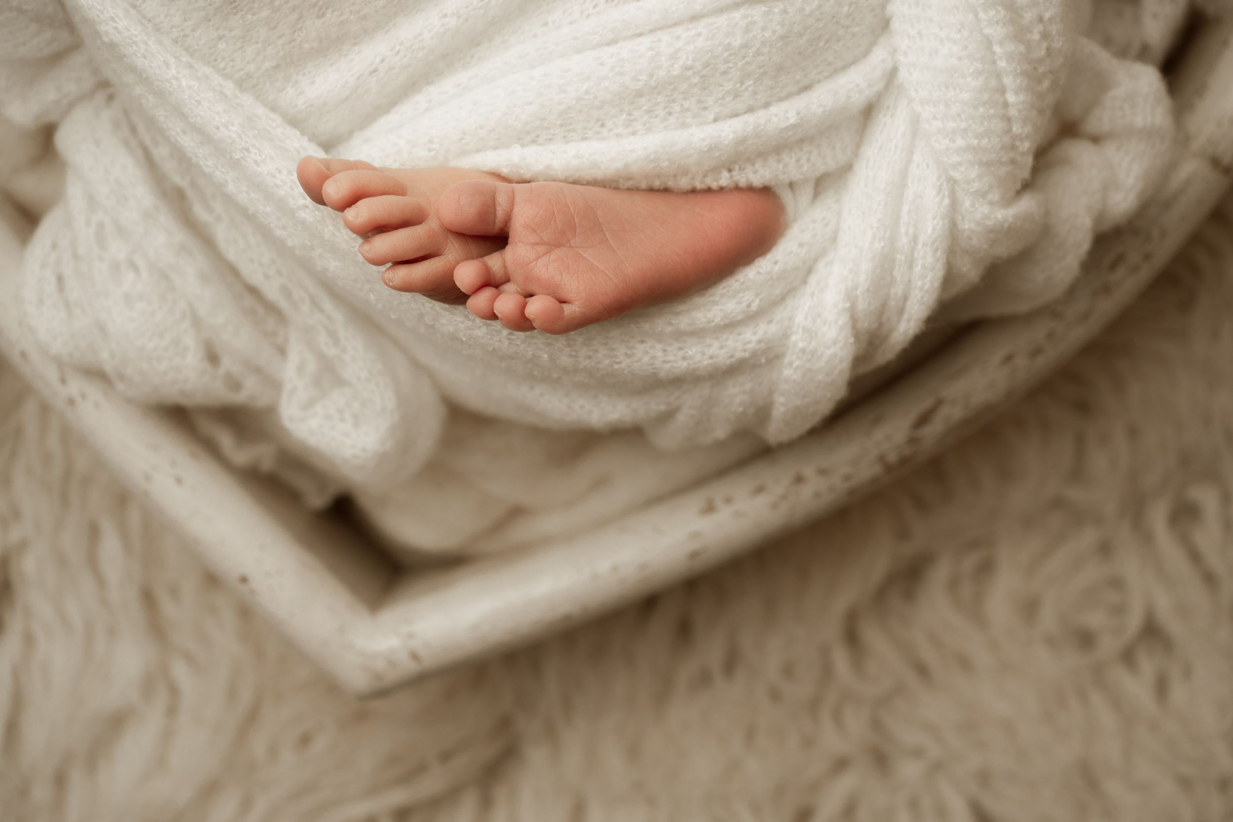 A collection of soft white knit blankets arranged in a row showing various cozy textures and folds.