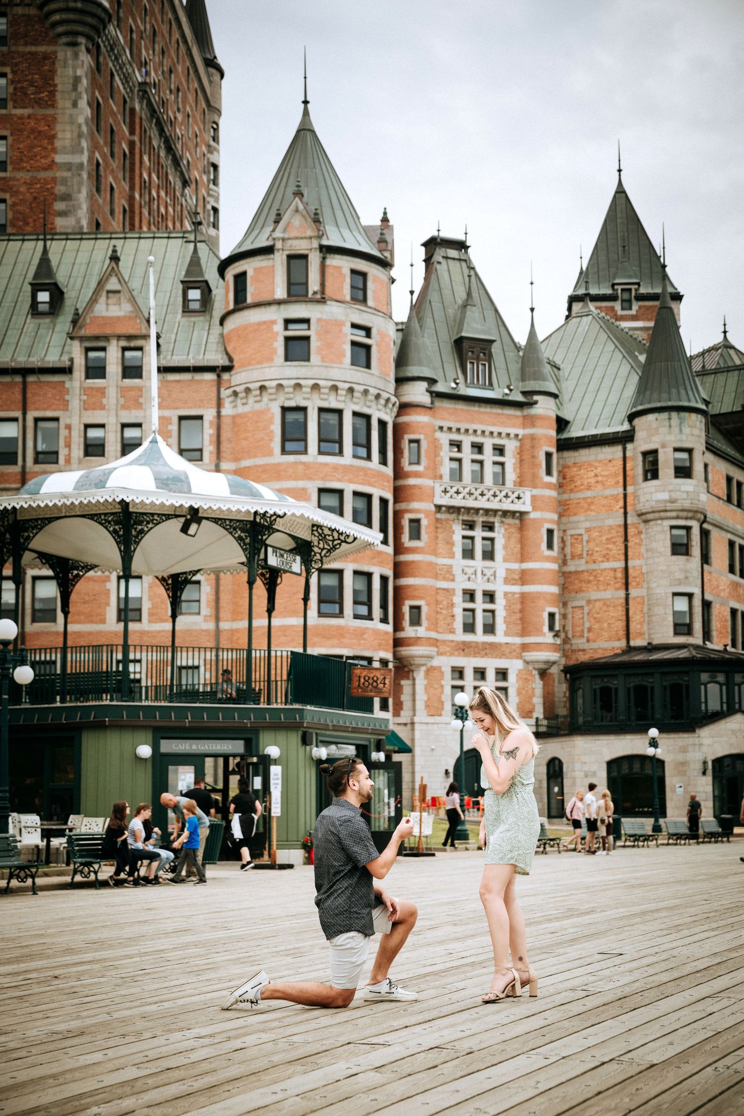 Quebec city surprise proposal engagement photography