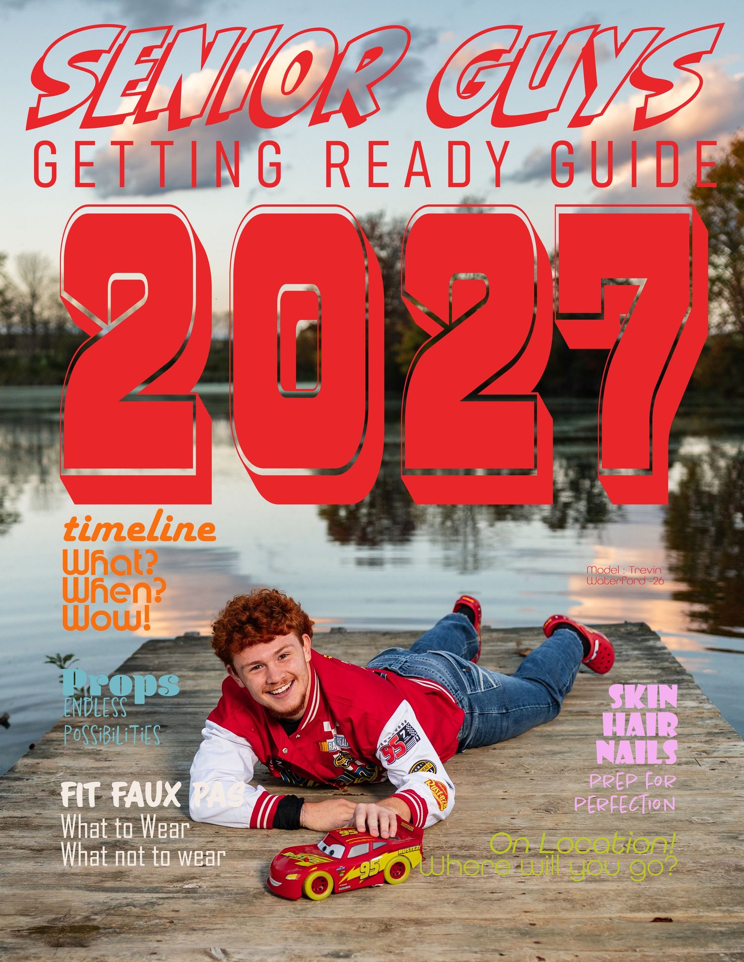 Senior guy portrait guide marketing images with text overlays against farm backdrop.