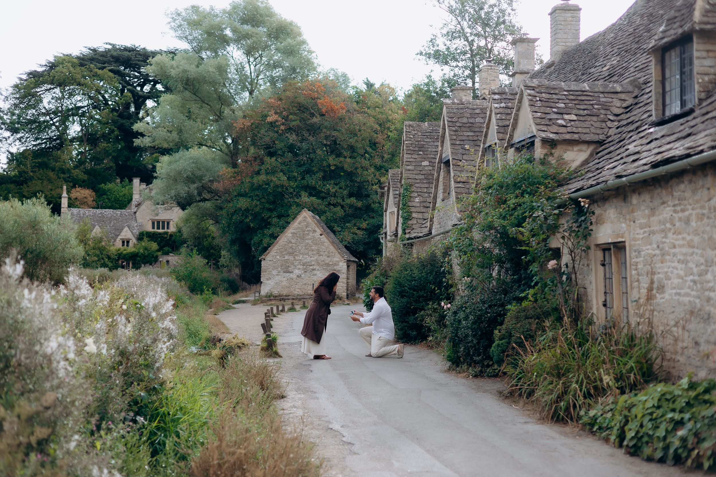 Bibury proposal near Arlington Row in the Cotswolds.