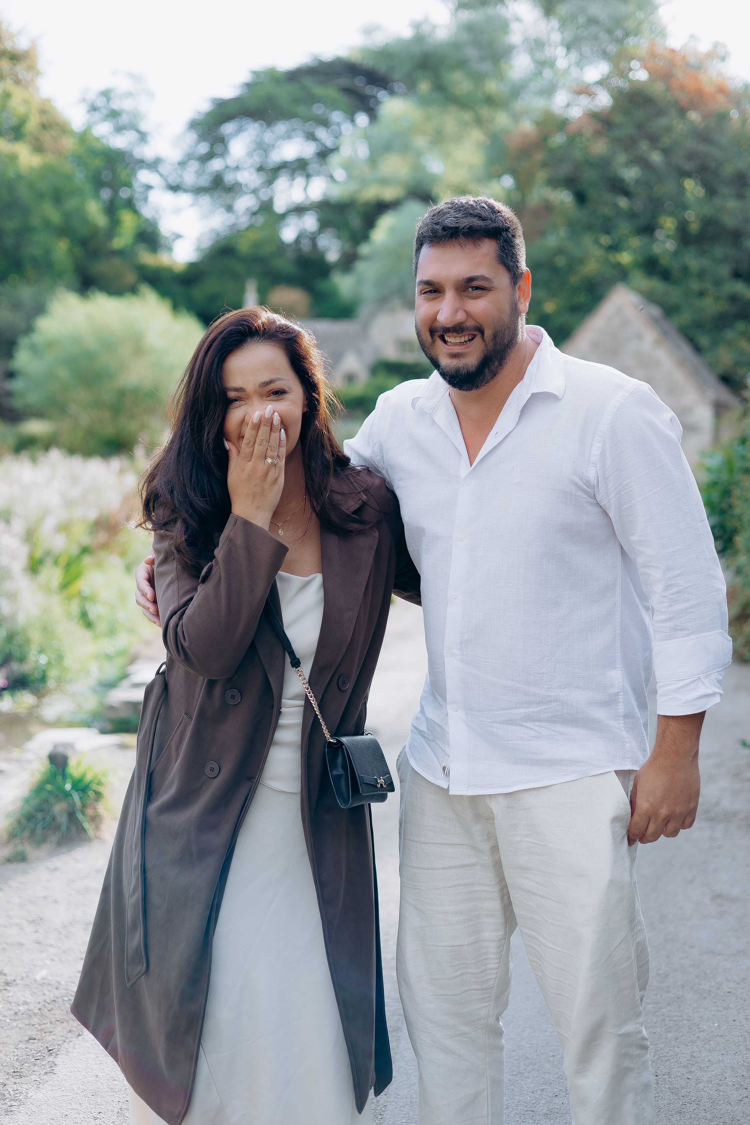 Romantic proposal in Bibury Cotswolds.