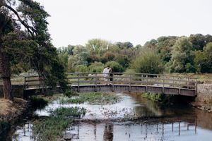 Couple celebrating their engagement in Bibury.