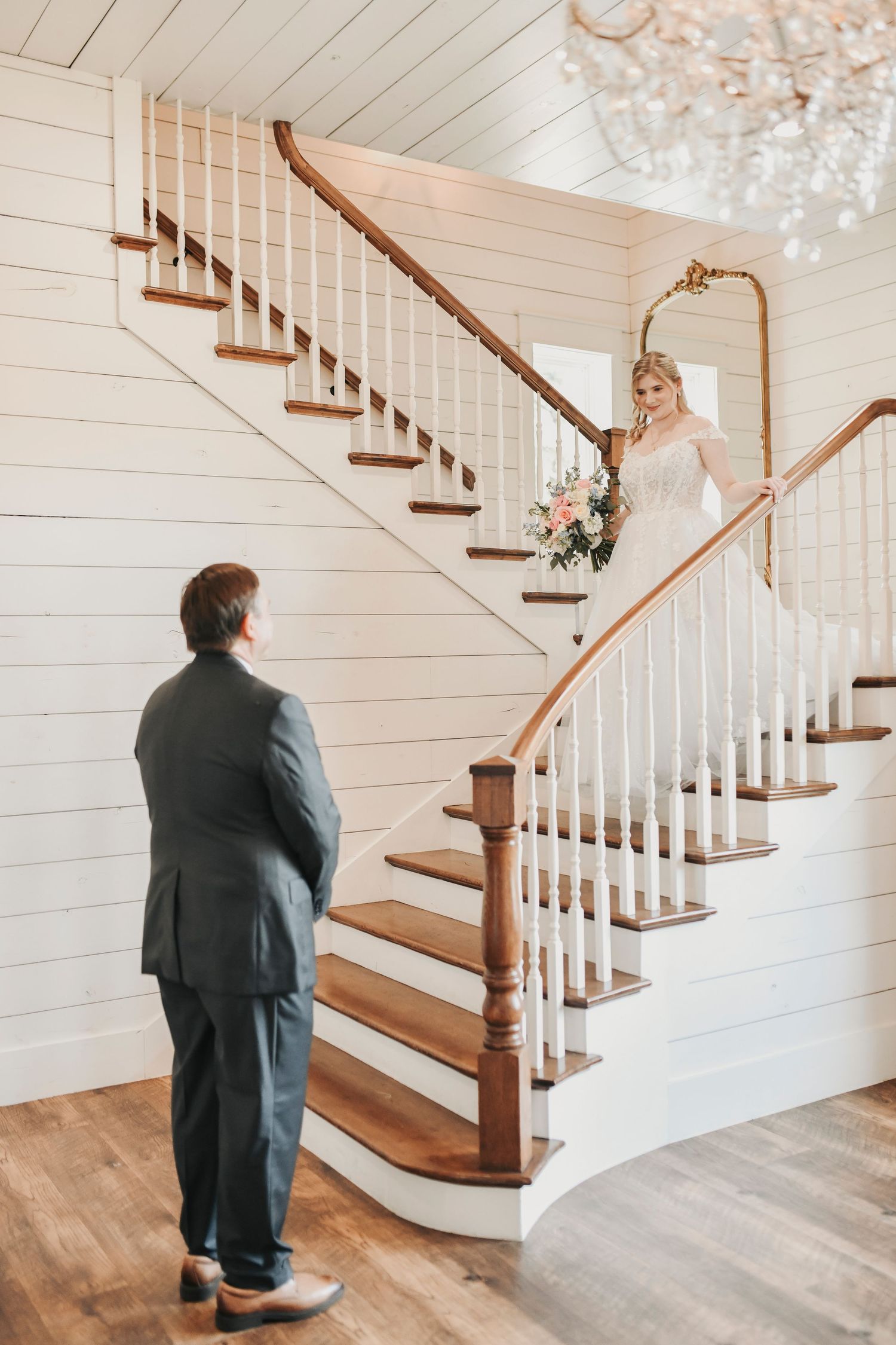 Emotional father daughter first look before a North Texas wedding ceremony