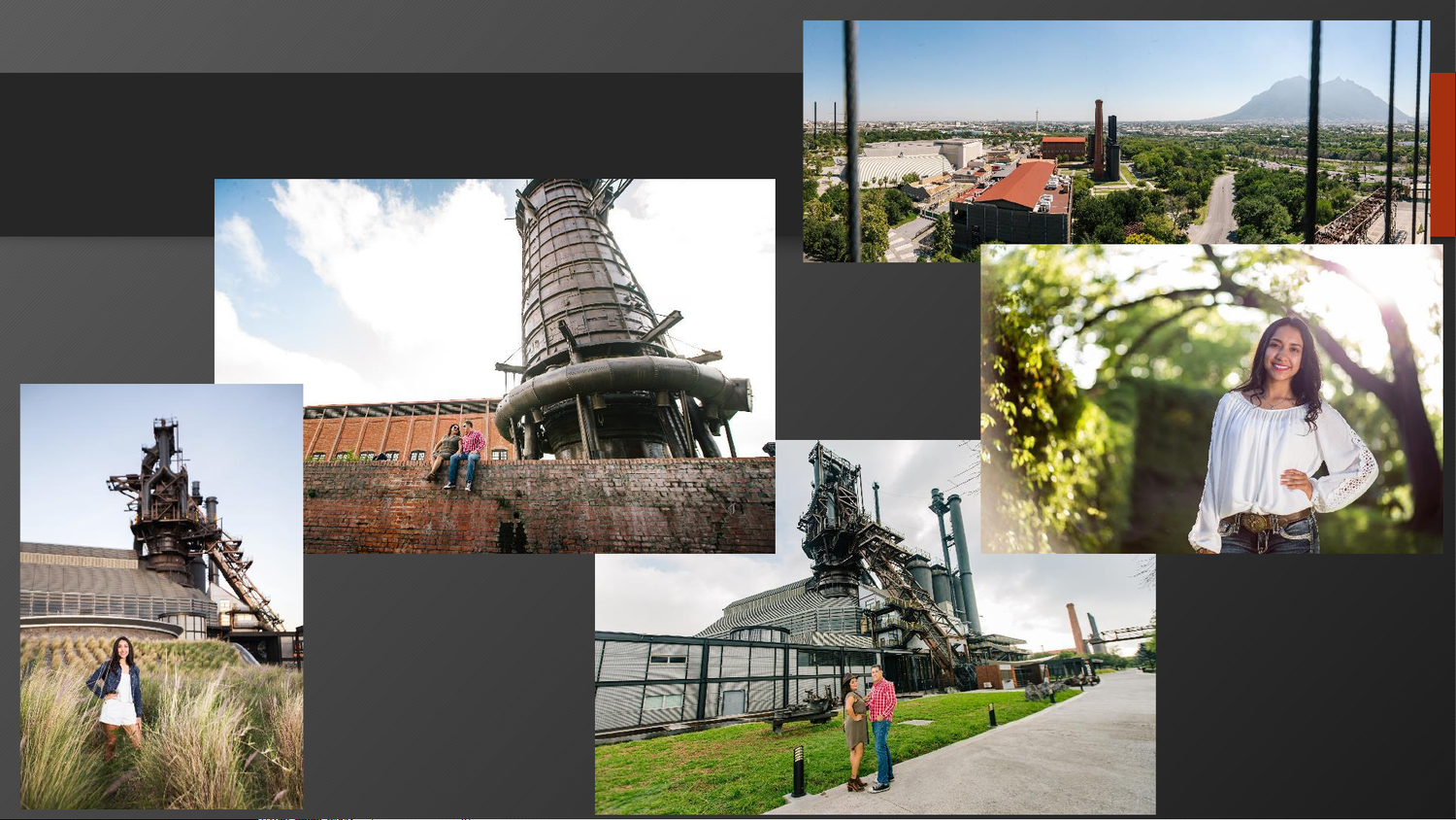 Collage of industrial heritage sites, vineyards, and scenic landscapes featuring historic machinery and a smiling woman outdoors.