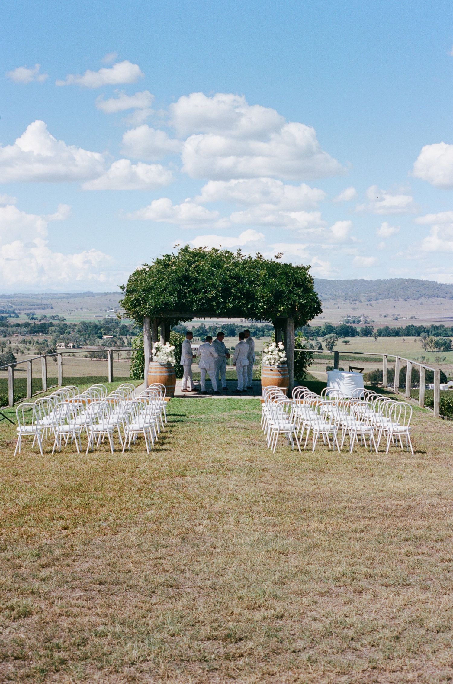 View of wedding ceremony location at Two Rivers Winery Denman