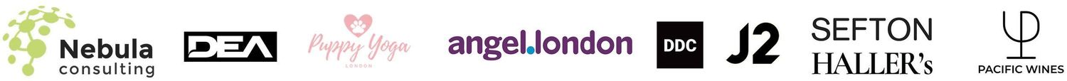 Row of fashion and retail brand logos including Nobulls, DCA, and Angel London.