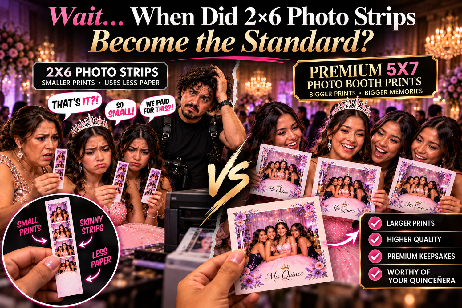 Arlington TX quinceañera photo booth rental with premium 5×7 prints, instant sharing, Mirror Photobooth and trained event staff in DFW TX