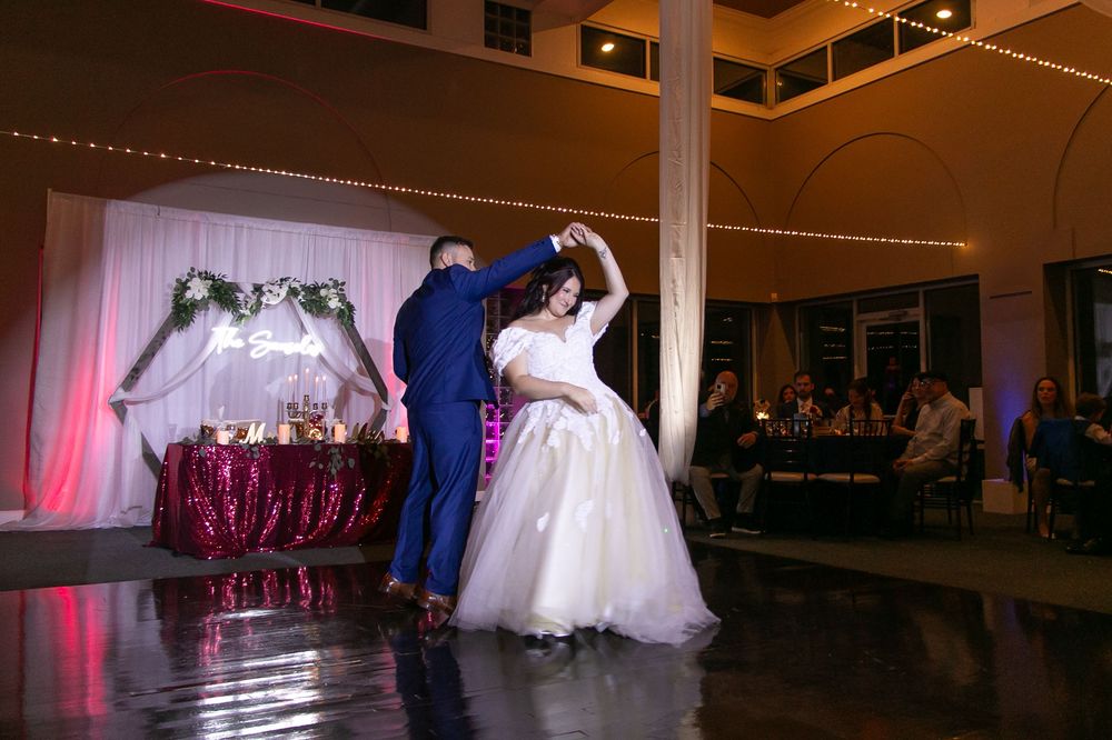 Channel Side Club in Palm Coast Florida. Wedding photography of first dance at wedding reception.