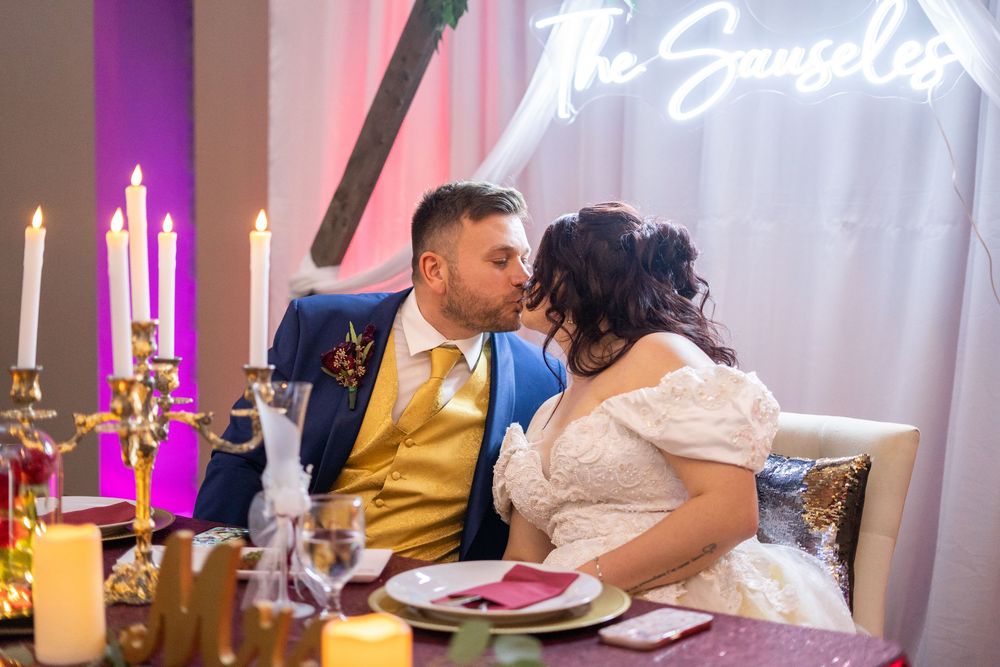 Channel Side Club in Palm Coast Florida. Wedding photography of fun wedding reception. People dancing at party.