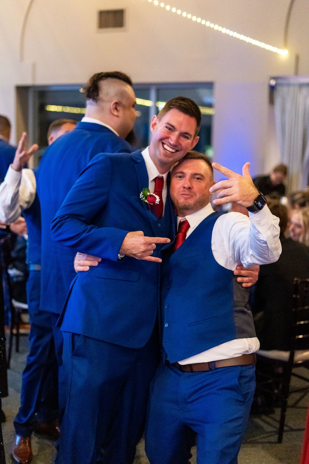Channel Side Club in Palm Coast Florida. Wedding photography of fun wedding reception. People dancing at party.