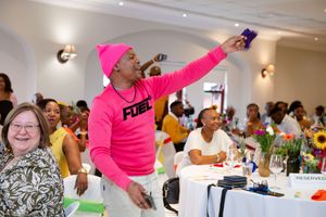Energetic guest bringing fun and excitement to the awards event entertainment.