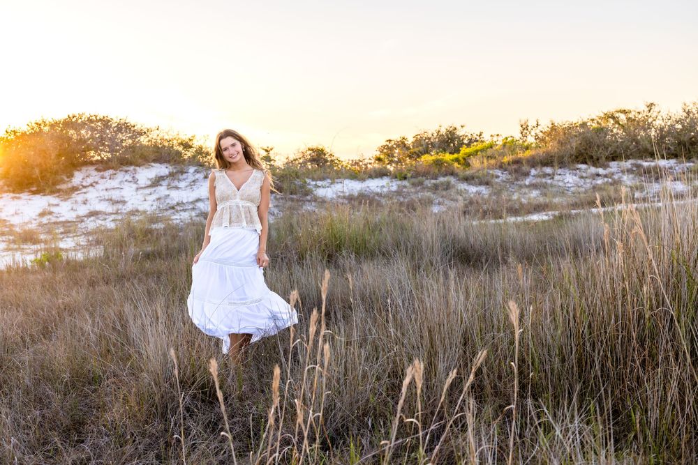 Beautiful sunset senior beach images by Sea Glass Photography of Navarre