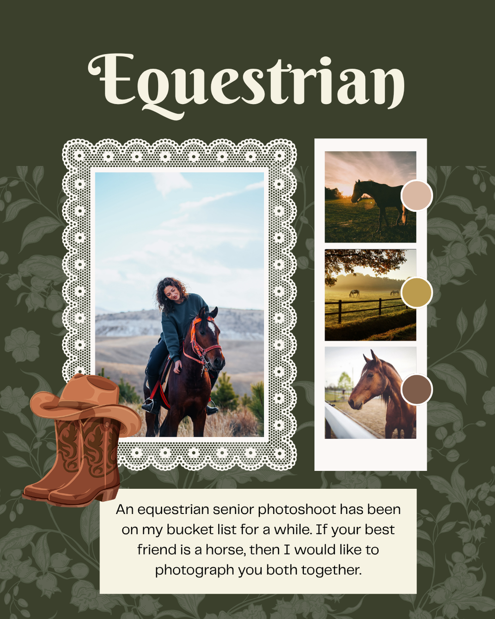 Madison Wisconsin Professional Photographer Model Call for Seniors equestrian horse back riding theme cowboy cowgirl boots hat western farm