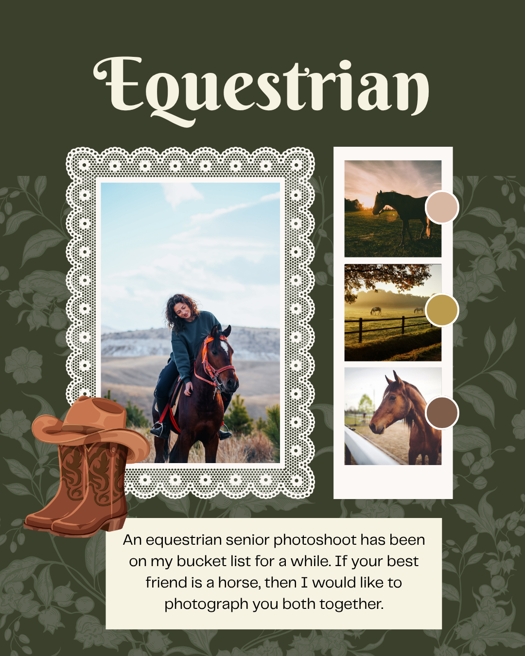 Madison Wisconsin Professional Photographer Model Call for Seniors equestrian horse back riding theme cowboy cowgirl boots hat western farm