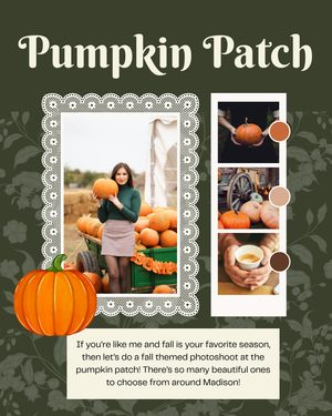 Madison Wisconsin Professional Photographer Model Call for Seniors pumpkin patch farm fall autumn theme october cozy vibes rural country