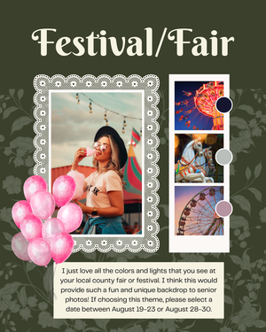Madison Wisconsin Professional Photographer Model Call for Seniors fair festival theme rides ferris wheel colorful lights cotton candy games