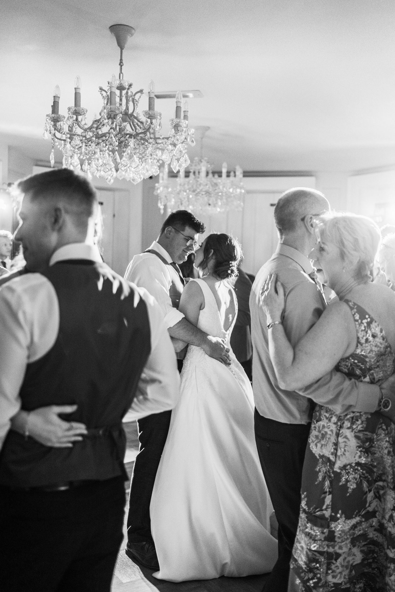 bride and groom first dance slow dancing wedding photos at The Old Vicarage Boutique Wedding and Event Venue