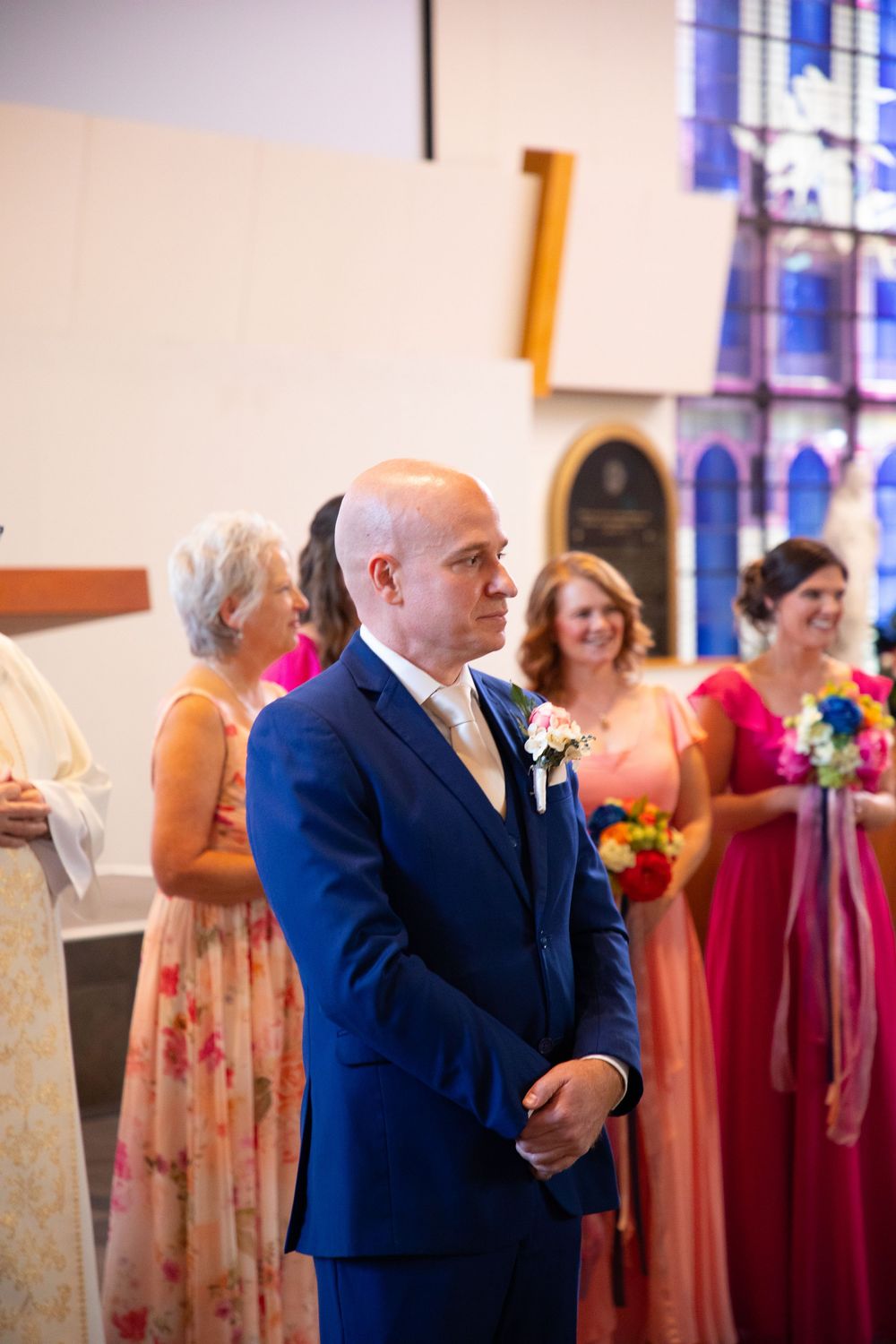 Editorial style wedding photography at St Paul's Catholic Church, Tampa, Florida.