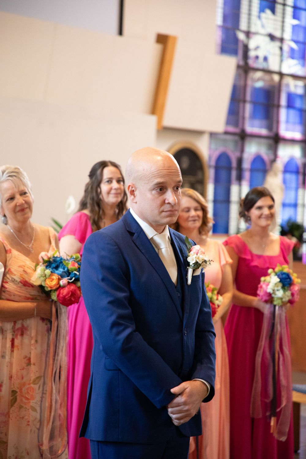 Editorial style wedding photography at St Paul's Catholic Church, Tampa, Florida.